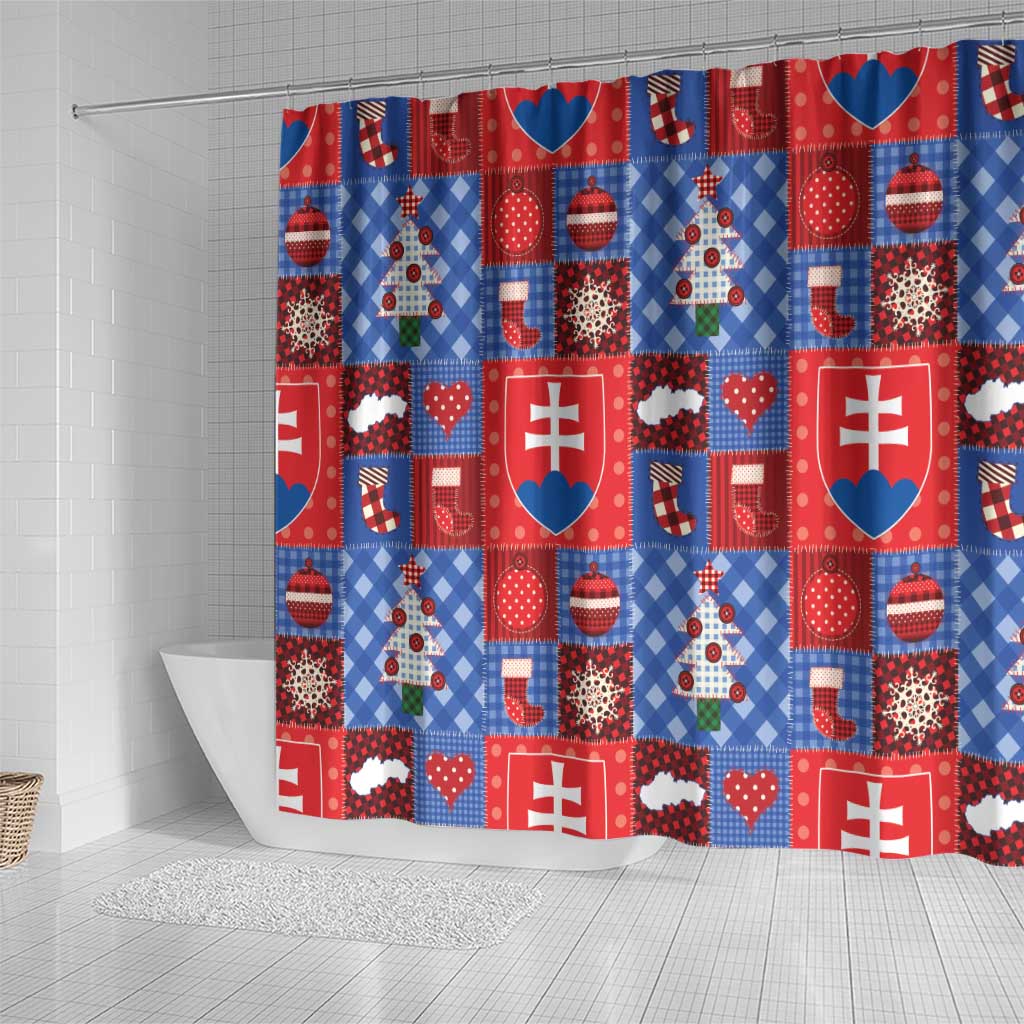 Slovakia Christmas Patchwork Shower Curtain - Wonder Print Shop