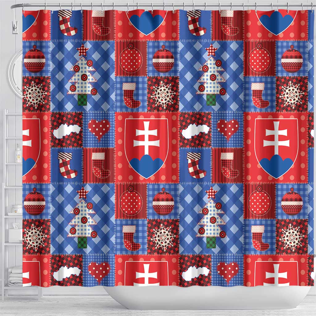 Slovakia Christmas Patchwork Shower Curtain - Wonder Print Shop