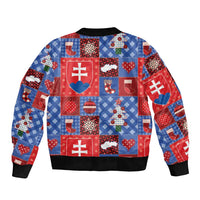 Slovakia Christmas Patchwork Sleeve Zip Bomber Jacket - Wonder Print Shop
