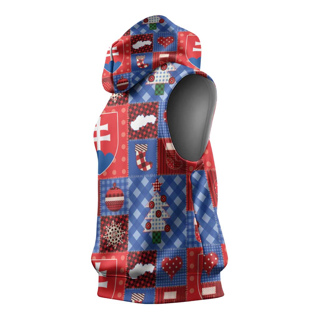 Slovakia Christmas Patchwork Sleeveless Hoodie - Wonder Print Shop