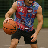 Slovakia Christmas Patchwork Sleeveless Hoodie - Wonder Print Shop