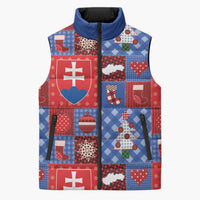 Slovakia Christmas Patchwork Sleeveless Puffer Jacket - Wonder Print Shop