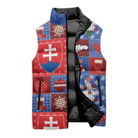 Slovakia Christmas Patchwork Sleeveless Puffer Jacket - Wonder Print Shop
