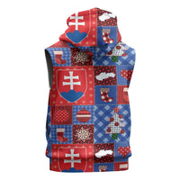 Slovakia Christmas Patchwork Sleeveless Zip Hoodie - Wonder Print Shop