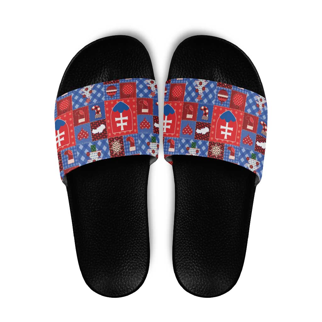 Slovakia Christmas Patchwork Slide Sandals - Wonder Print Shop