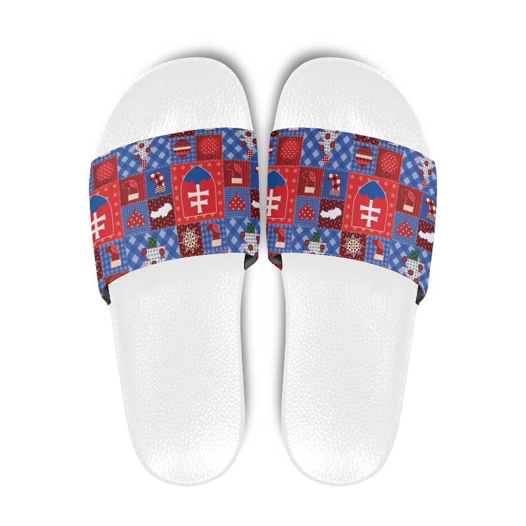 Slovakia Christmas Patchwork Slide Sandals - Wonder Print Shop