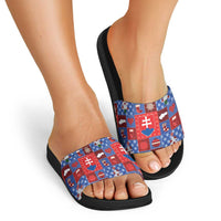 Slovakia Christmas Patchwork Slide Sandals - Wonder Print Shop