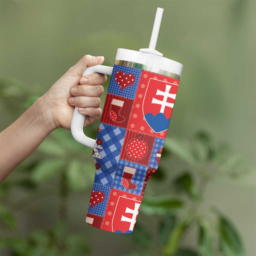 Slovakia Christmas Patchwork Tumbler With Handle - Wonder Print Shop