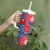 Slovakia Christmas Patchwork Tumbler With Handle - Wonder Print Shop