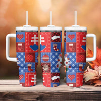 Slovakia Christmas Patchwork Tumbler With Handle - Wonder Print Shop