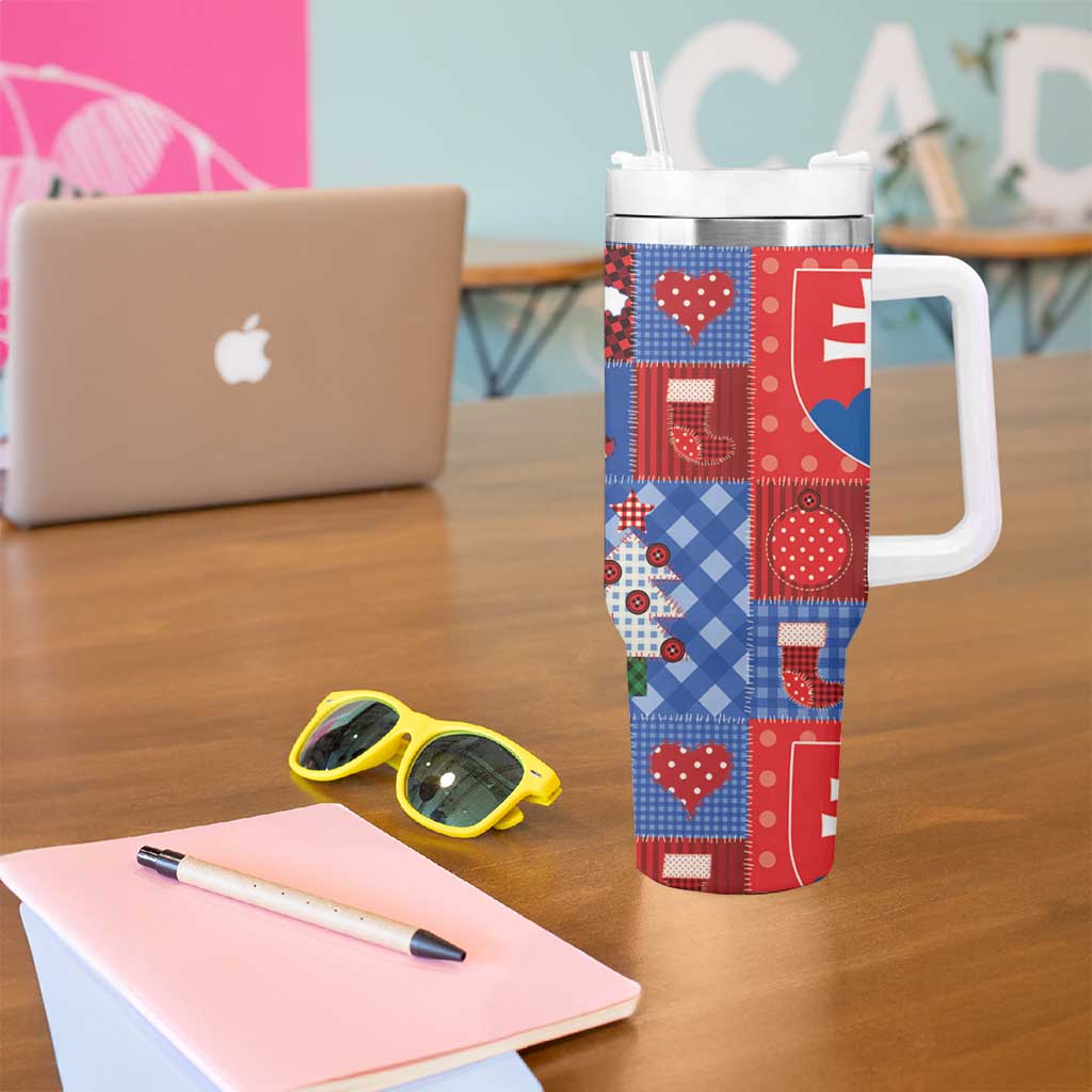 Slovakia Christmas Patchwork Tumbler With Handle - Wonder Print Shop