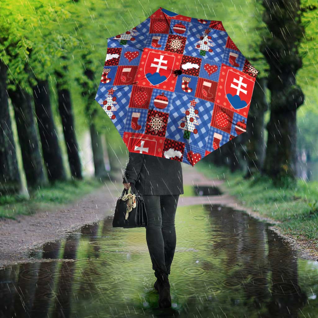 Slovakia Christmas Patchwork Umbrella - Wonder Print Shop