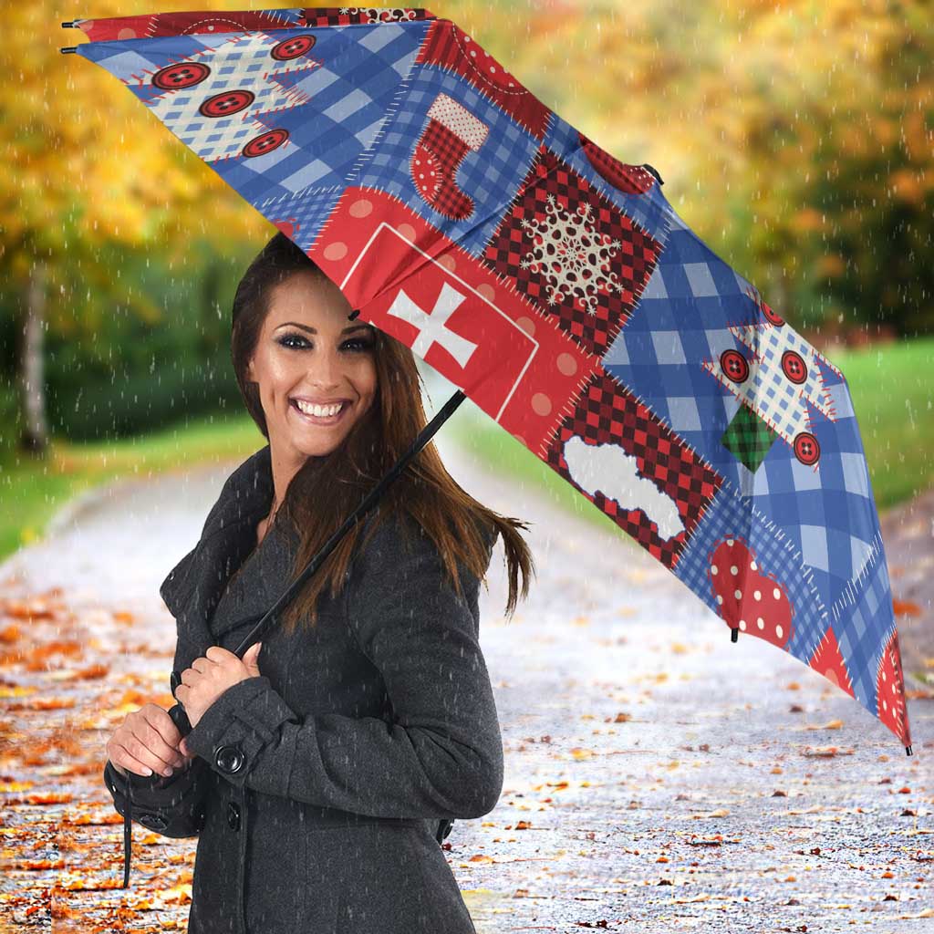 Slovakia Christmas Patchwork Umbrella - Wonder Print Shop