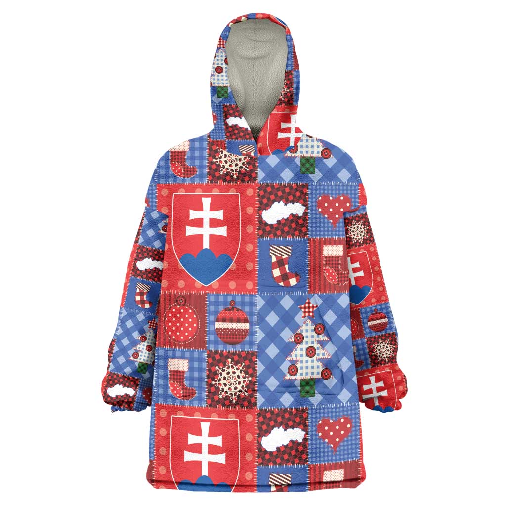 Slovakia Christmas Patchwork Wearable Blanket Hoodie - Wonder Print Shop