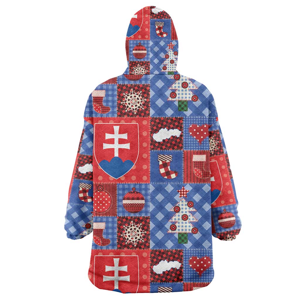 Slovakia Christmas Patchwork Wearable Blanket Hoodie - Wonder Print Shop