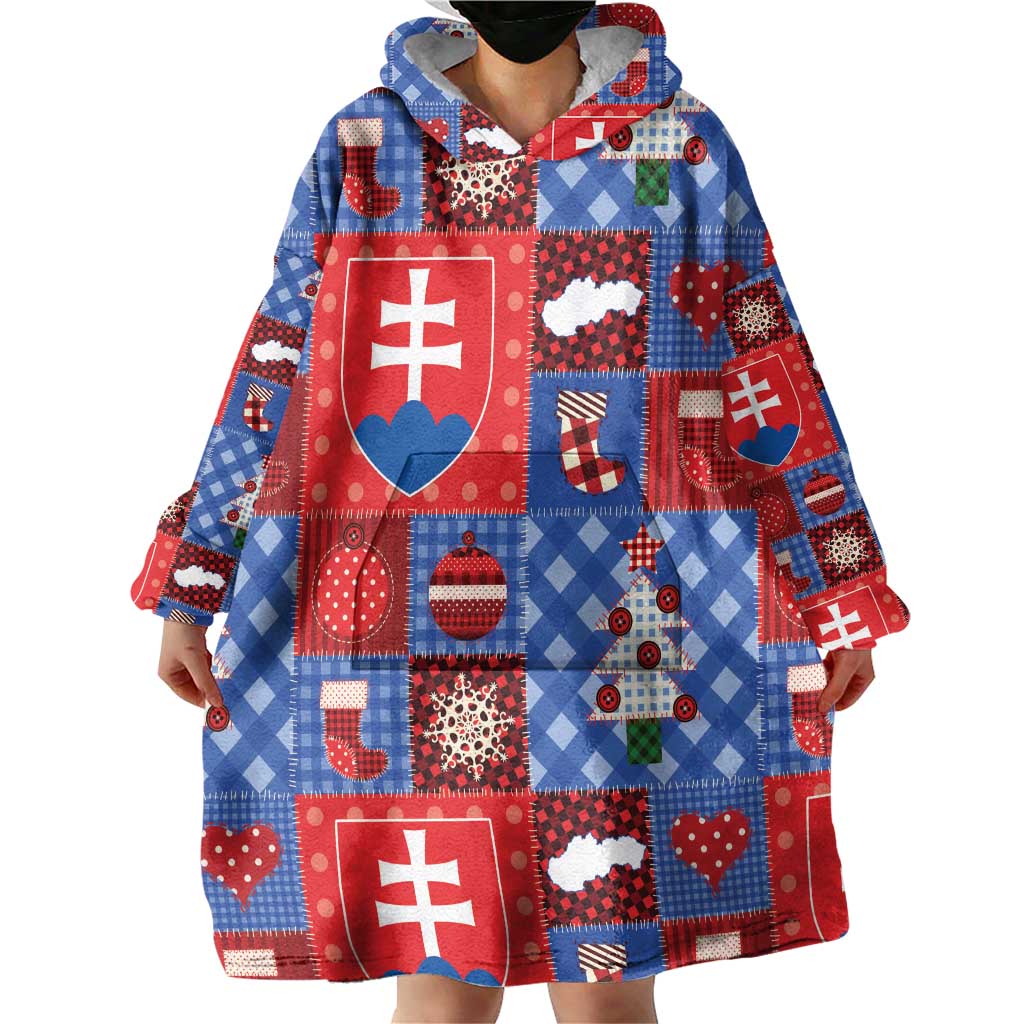 Slovakia Christmas Patchwork Wearable Blanket Hoodie - Wonder Print Shop