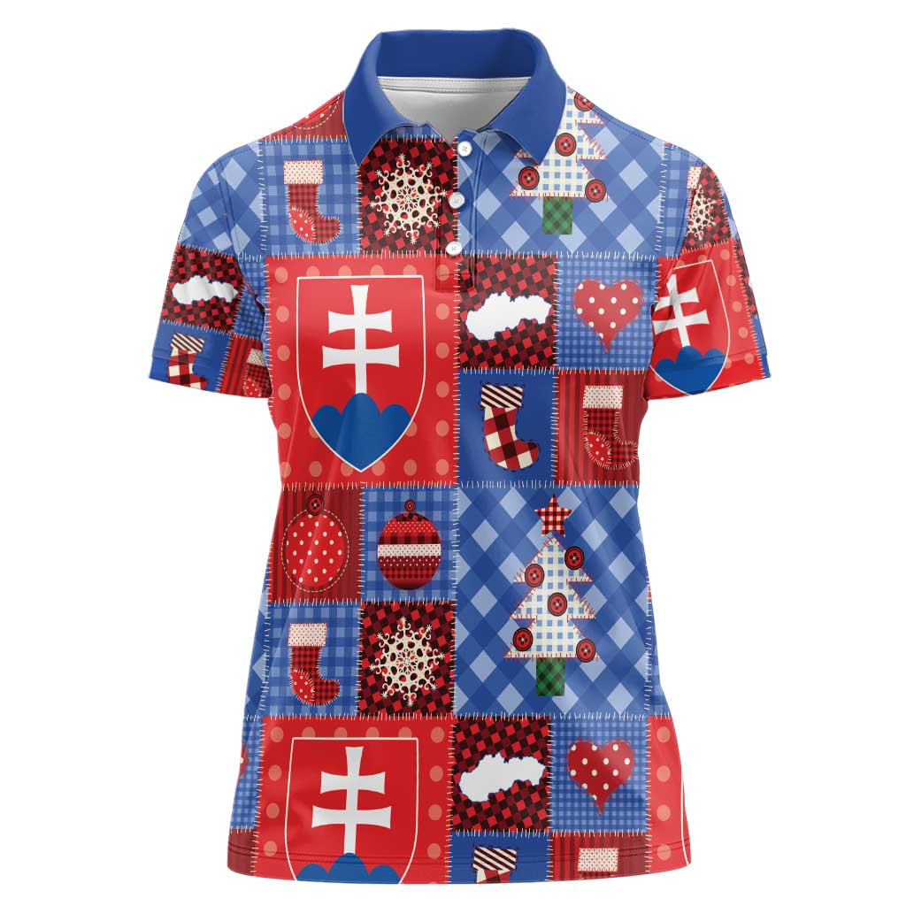 Slovakia Christmas Patchwork Women Polo Shirt - Wonder Print Shop