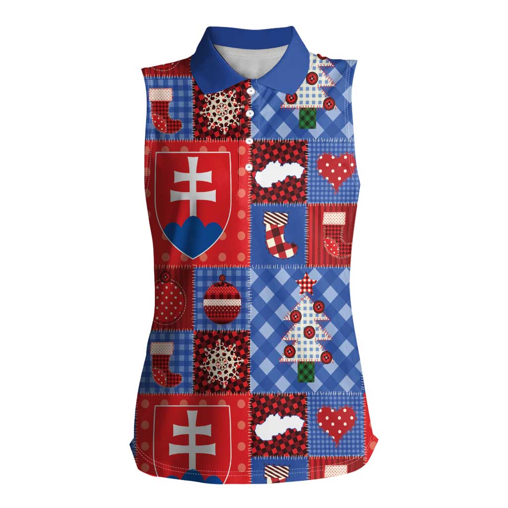 Slovakia Christmas Patchwork Women Sleeveless Polo Shirt - Wonder Print Shop
