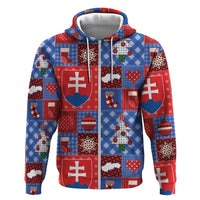 Slovakia Christmas Patchwork Zip Hoodie - Wonder Print Shop