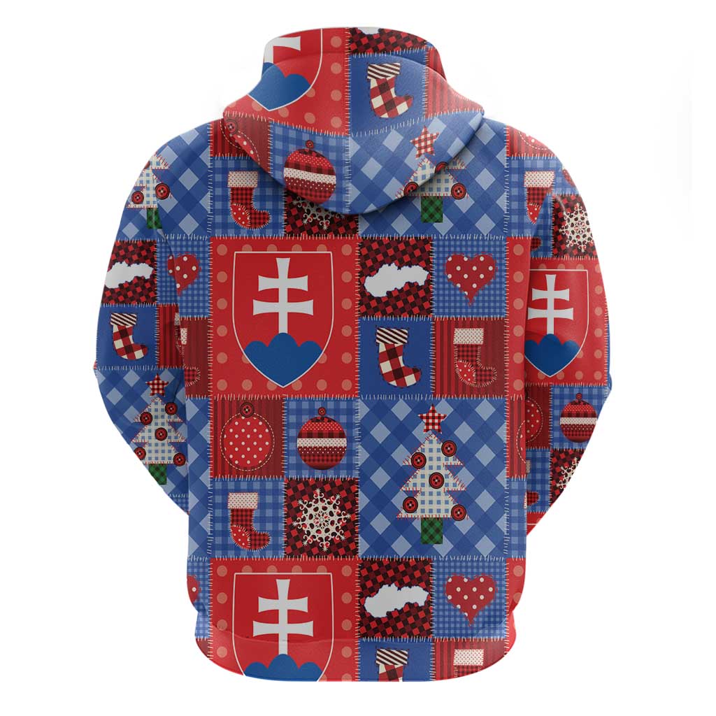 Slovakia Christmas Patchwork Zip Hoodie - Wonder Print Shop