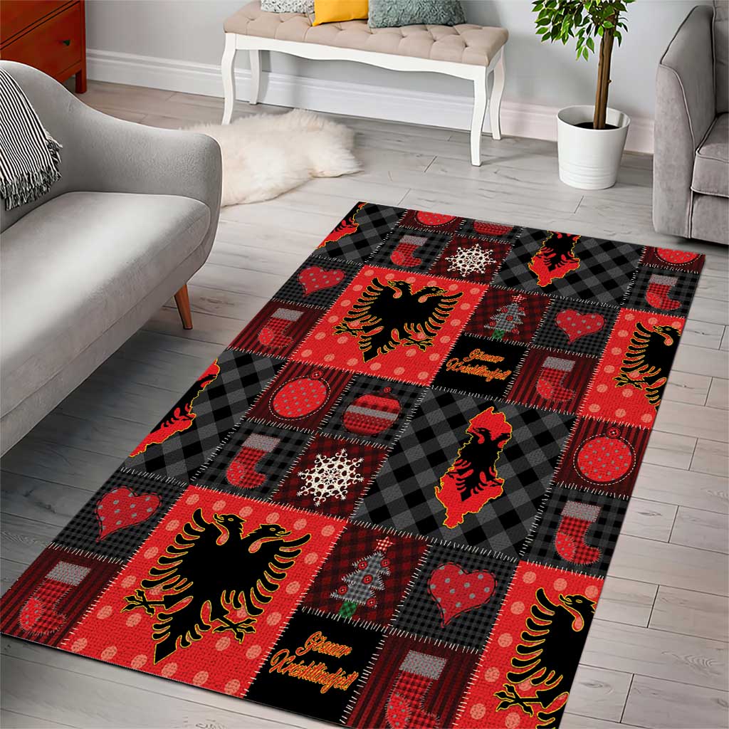 Albania Christmas Patchwork Area Rug - Wonder Print Shop