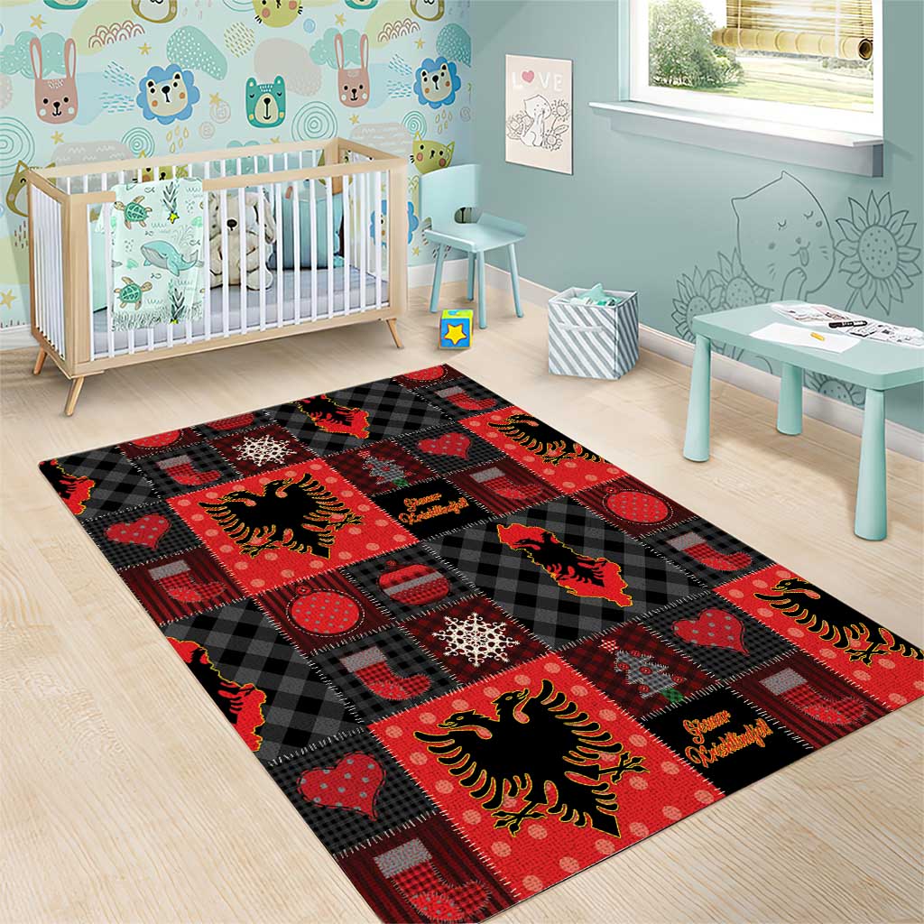 Albania Christmas Patchwork Area Rug - Wonder Print Shop