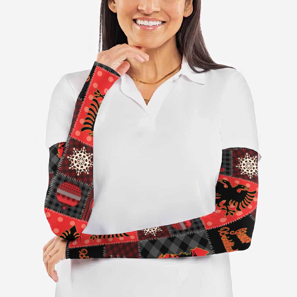 Albania Christmas Patchwork Arm Sleeves - Wonder Print Shop