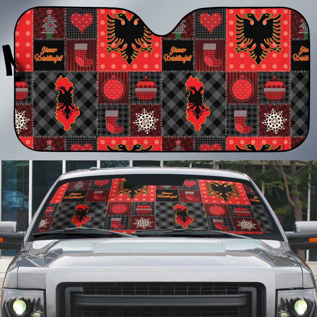 Albania Christmas Patchwork Auto Sun Shade - Wonder Print Shop