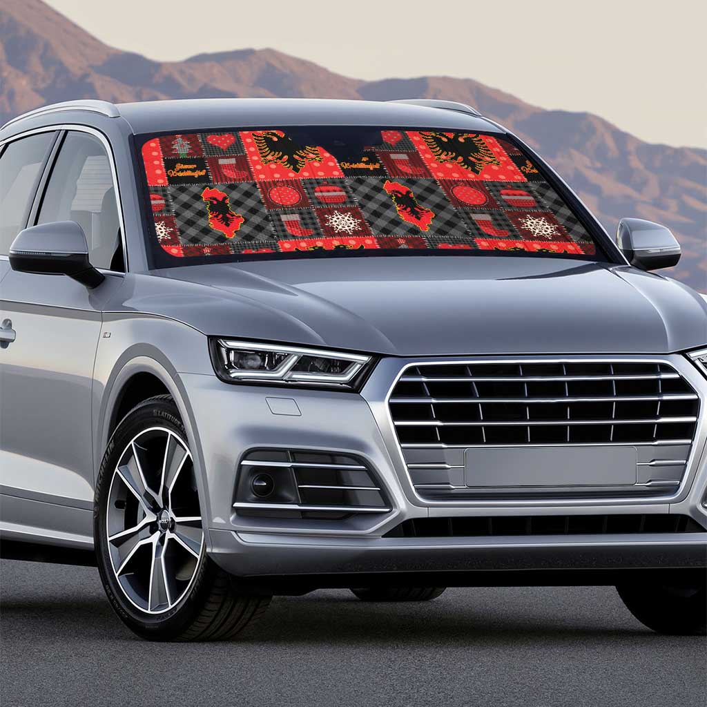 Albania Christmas Patchwork Auto Sun Shade - Wonder Print Shop