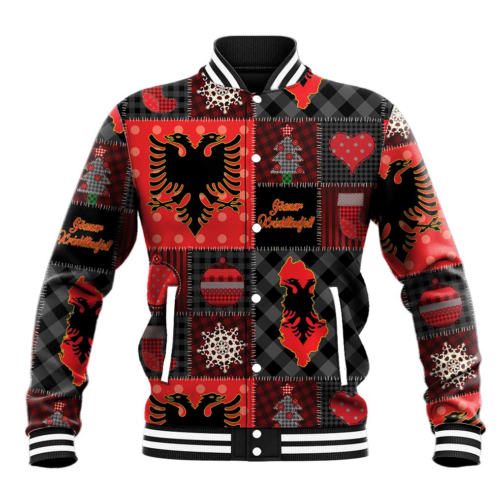 Albania Christmas Patchwork Baseball Jacket - Wonder Print Shop