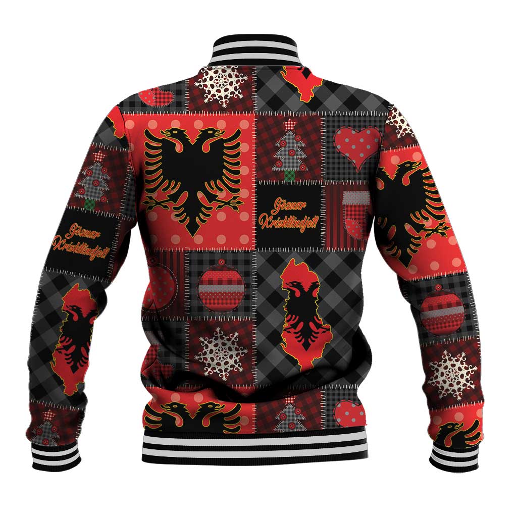 Albania Christmas Patchwork Baseball Jacket - Wonder Print Shop
