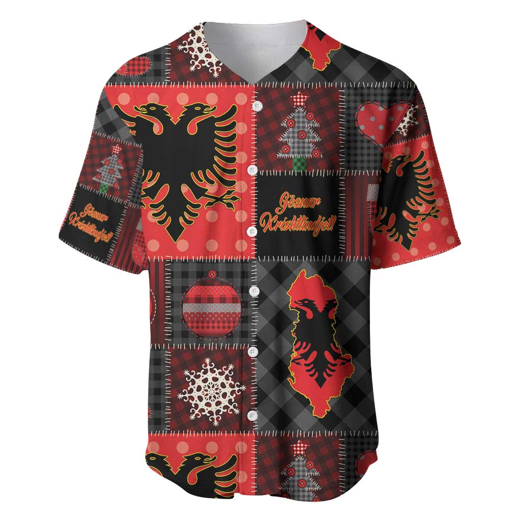 Albania Christmas Patchwork Baseball Jersey - Wonder Print Shop