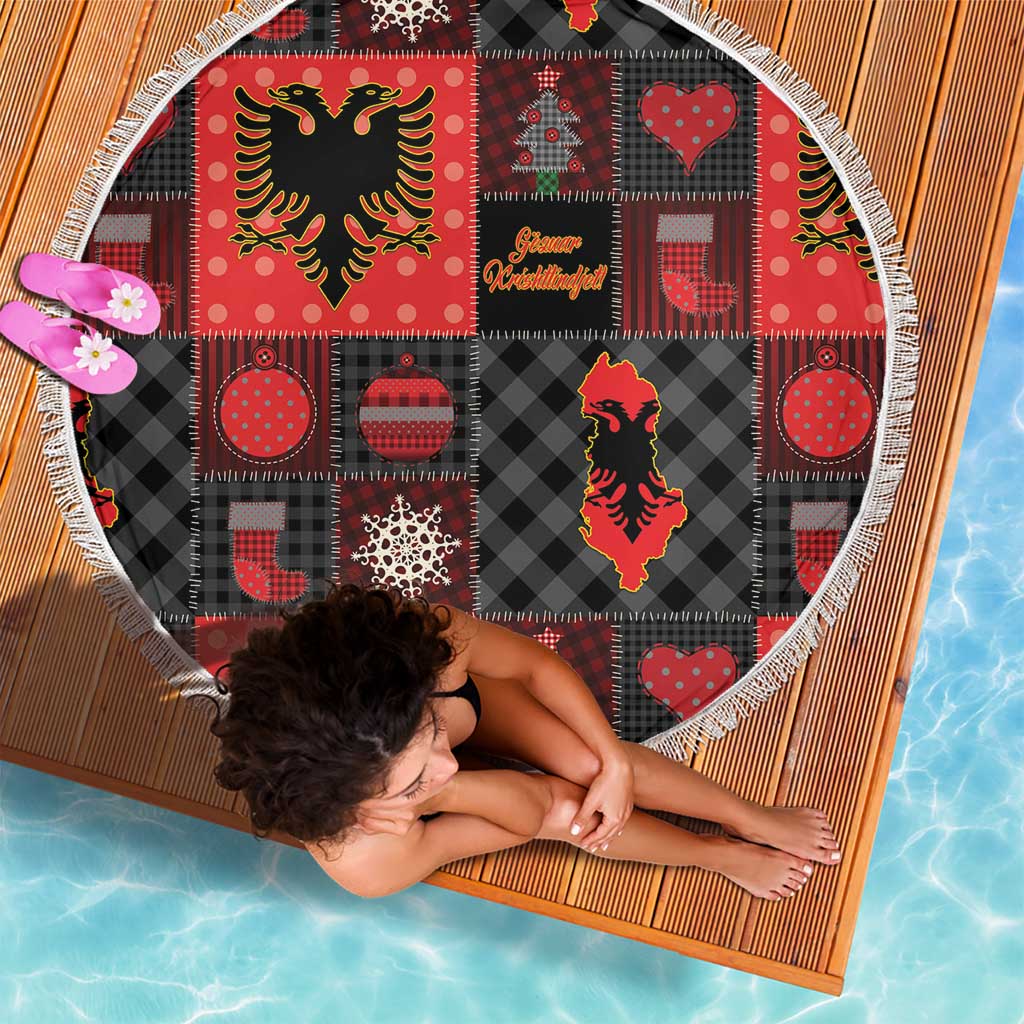 Albania Christmas Patchwork Beach Blanket - Wonder Print Shop