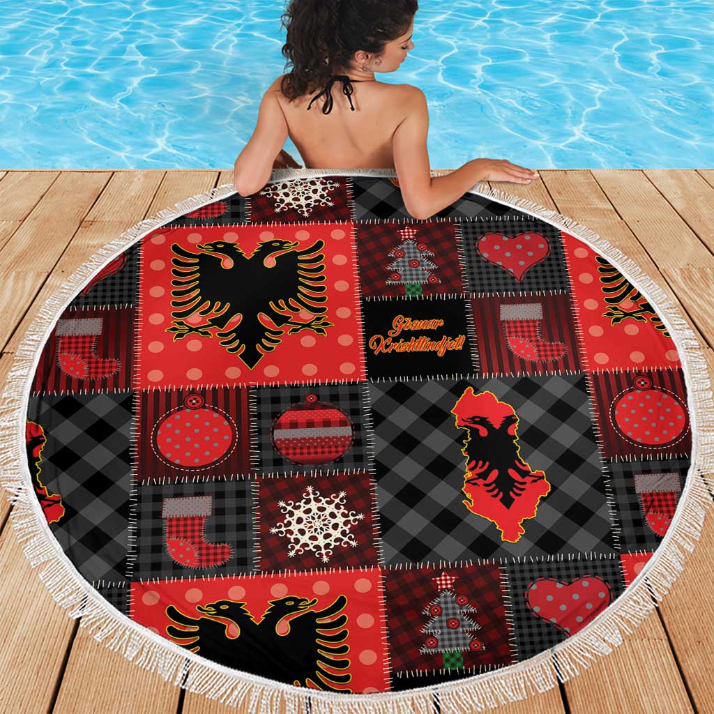 Albania Christmas Patchwork Beach Blanket - Wonder Print Shop