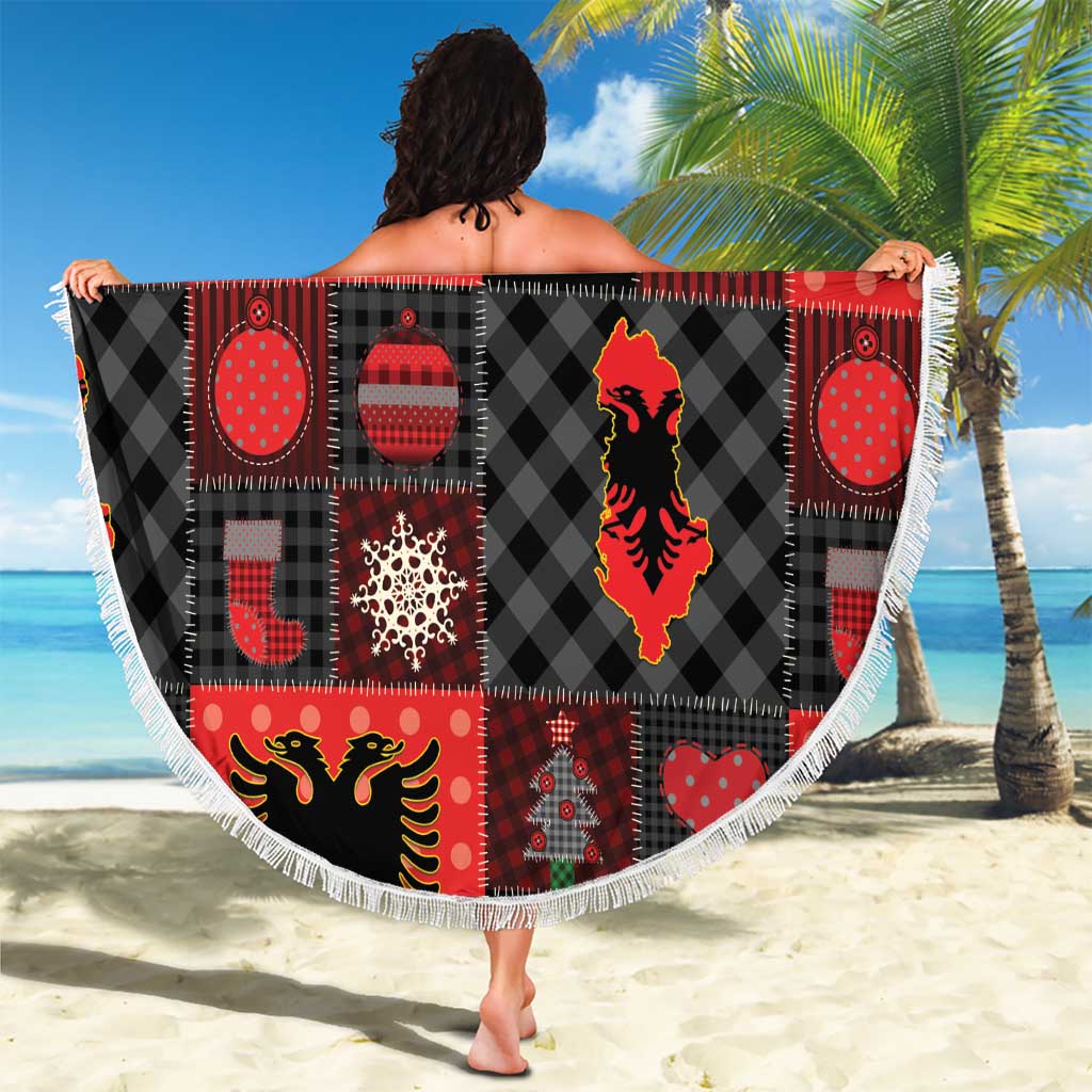 Albania Christmas Patchwork Beach Blanket - Wonder Print Shop