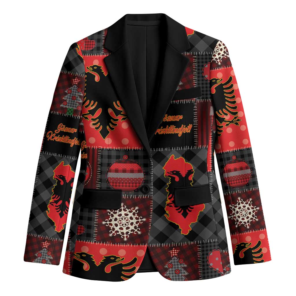 Albania Christmas Patchwork Blazer - Wonder Print Shop
