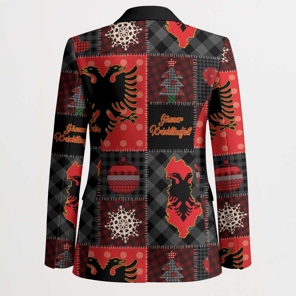 Albania Christmas Patchwork Blazer - Wonder Print Shop