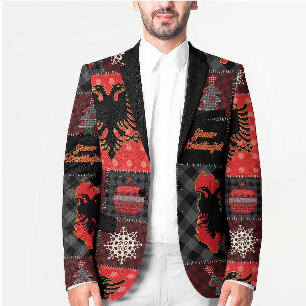 Albania Christmas Patchwork Blazer - Wonder Print Shop