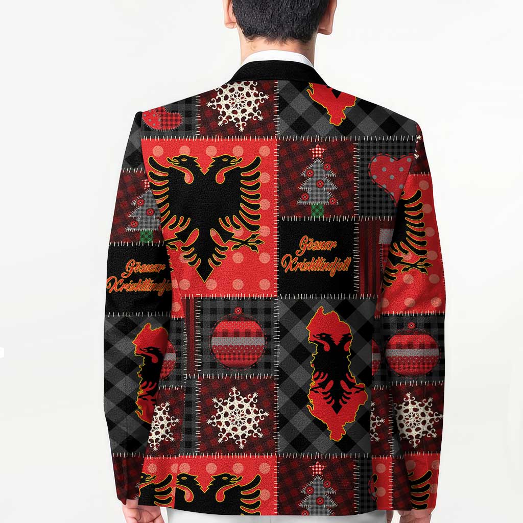 Albania Christmas Patchwork Blazer - Wonder Print Shop