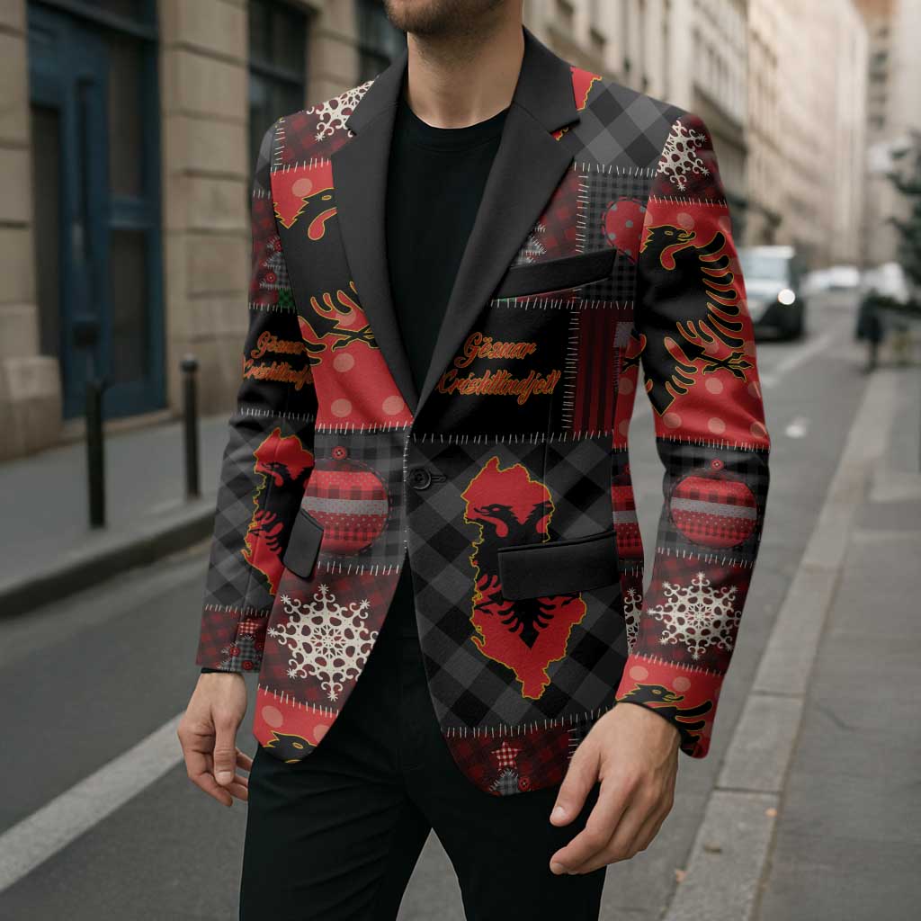 Albania Christmas Patchwork Blazer - Wonder Print Shop