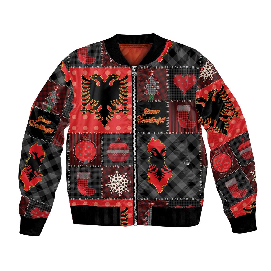 Albania Christmas Patchwork Bomber Jacket - Wonder Print Shop