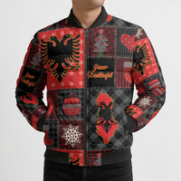 Albania Christmas Patchwork Bomber Puffer Jacket - Wonder Print Shop
