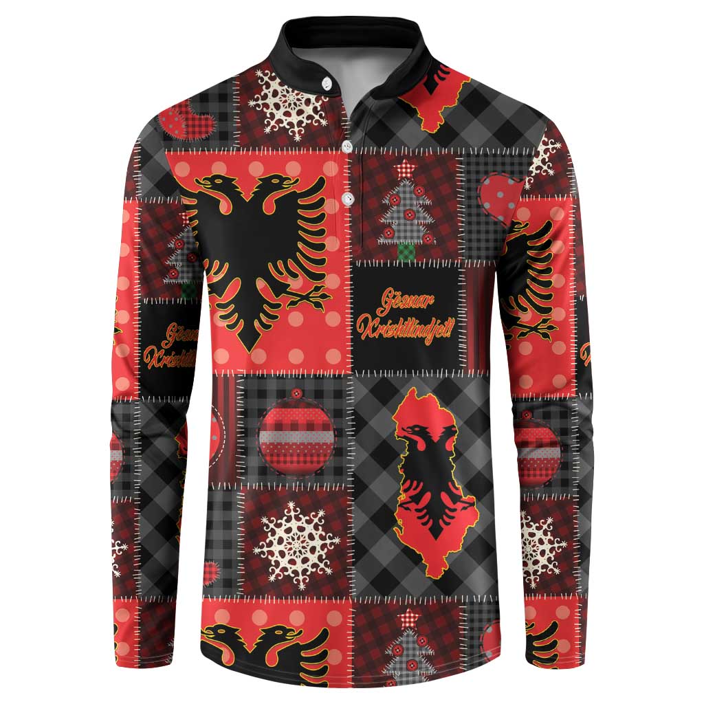 Albania Christmas Patchwork Button Sweatshirt - Wonder Print Shop