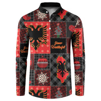 Albania Christmas Patchwork Button Sweatshirt - Wonder Print Shop