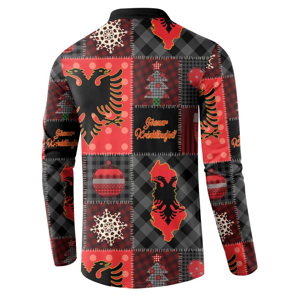 Albania Christmas Patchwork Button Sweatshirt - Wonder Print Shop