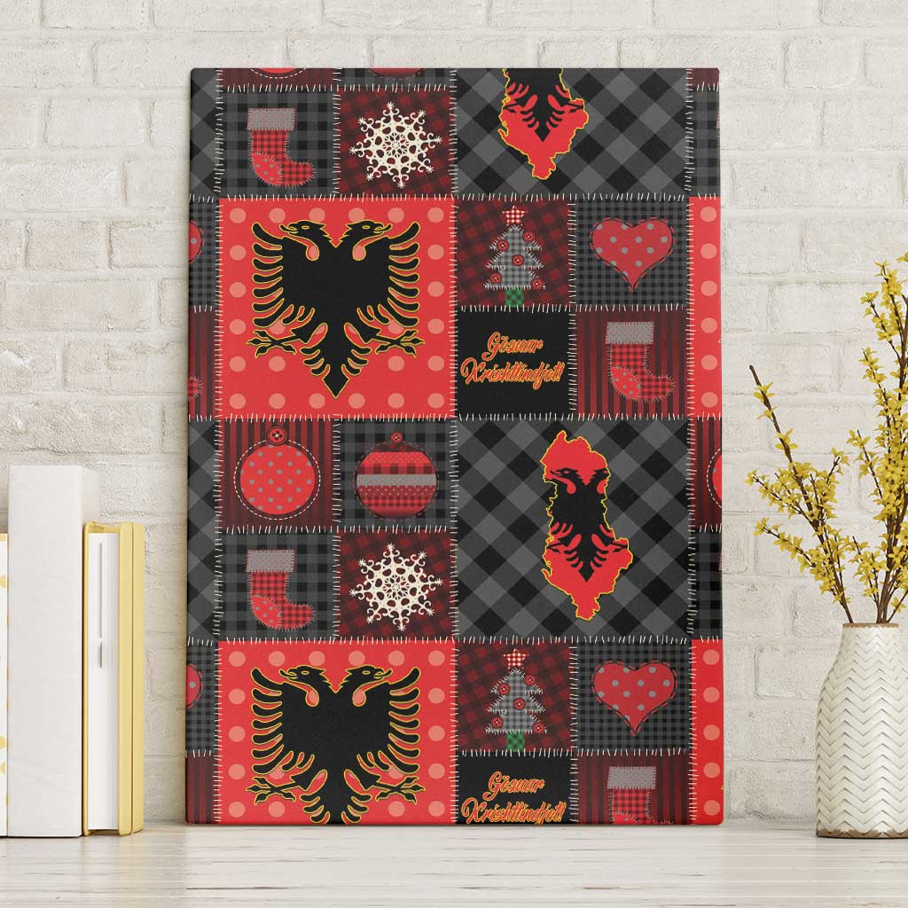 Albania Christmas Patchwork Canvas Wall Art - Wonder Print Shop