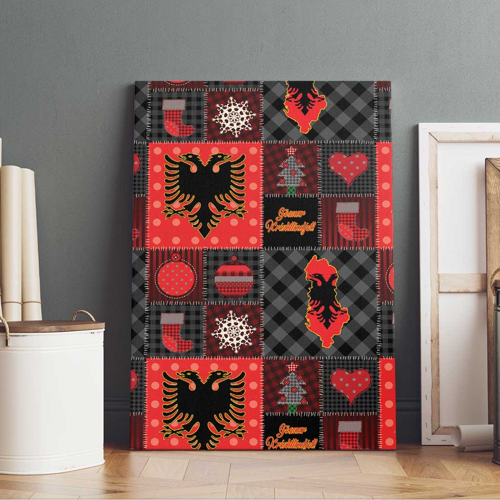 Albania Christmas Patchwork Canvas Wall Art - Wonder Print Shop