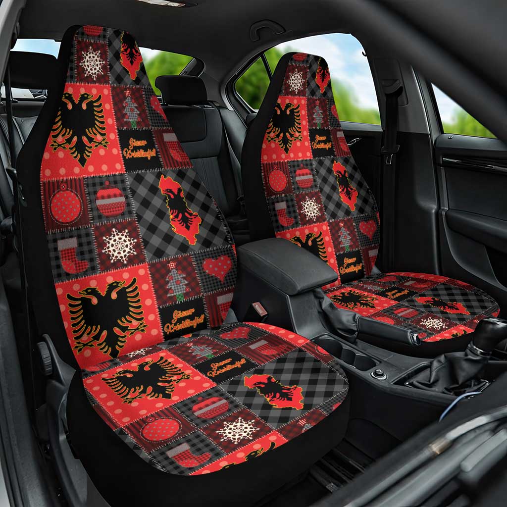 Albania Christmas Patchwork Car Seat Cover - Wonder Print Shop
