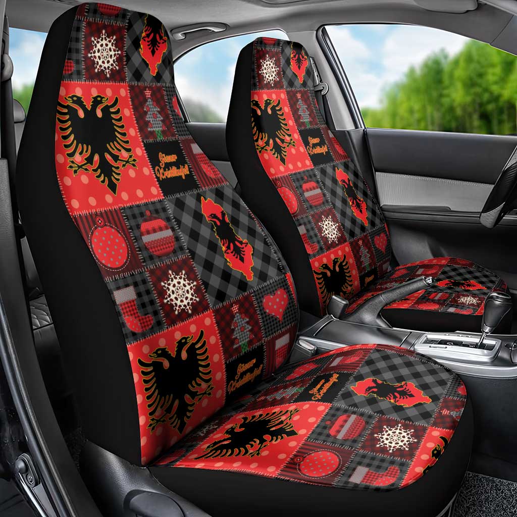 Albania Christmas Patchwork Car Seat Cover - Wonder Print Shop