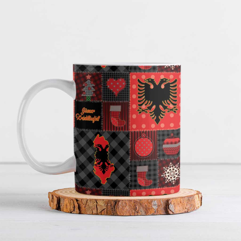 Albania Christmas Patchwork Ceramic Mug - Wonder Print Shop